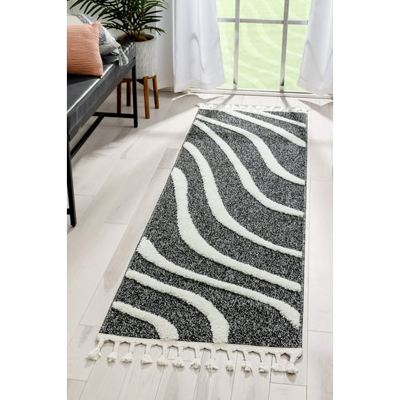2 x 72 Runner Well Woven 85632 Zebra Miami Modern Area Rug Black 2 x 72 Runner Well Woven 85632 Zebra Miami Modern Area Rug Black